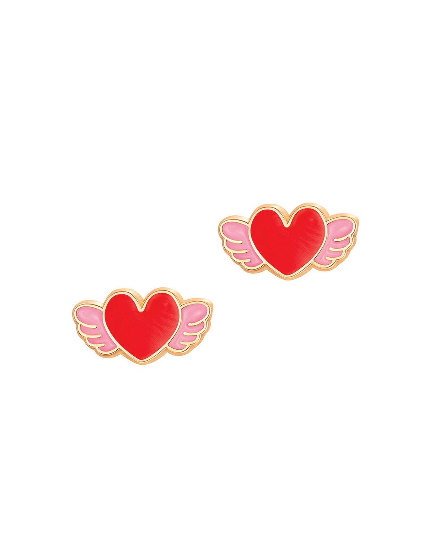 Boucles d'oreilles en émail (paquet de 2) - Coeur ailé - Girl Nation