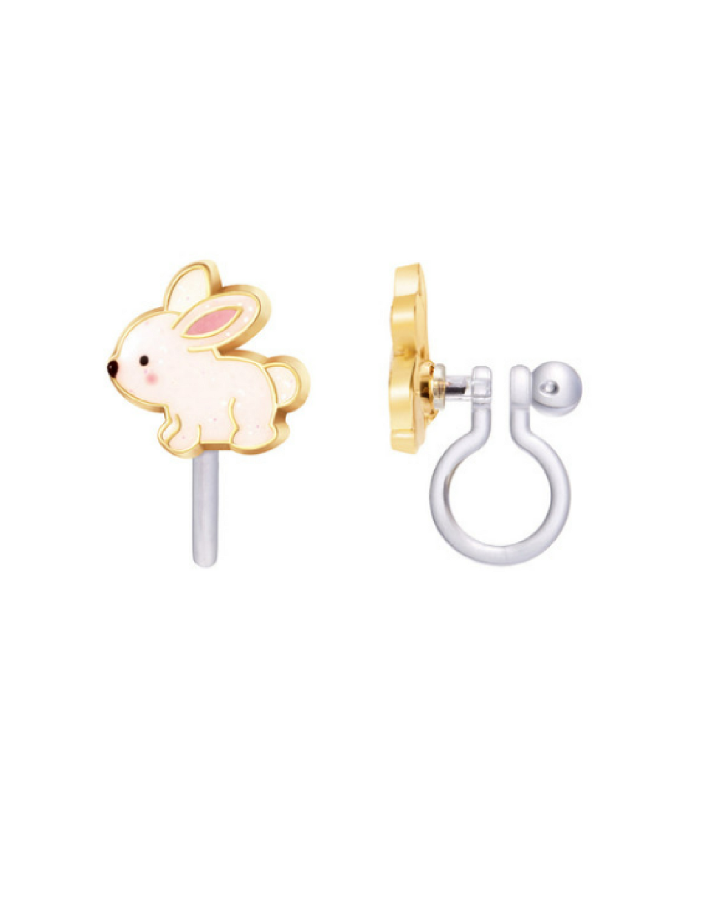 Boucles d'oreilles à clip en émail (paquet de 2) - Lapin de profil - Girl Nation