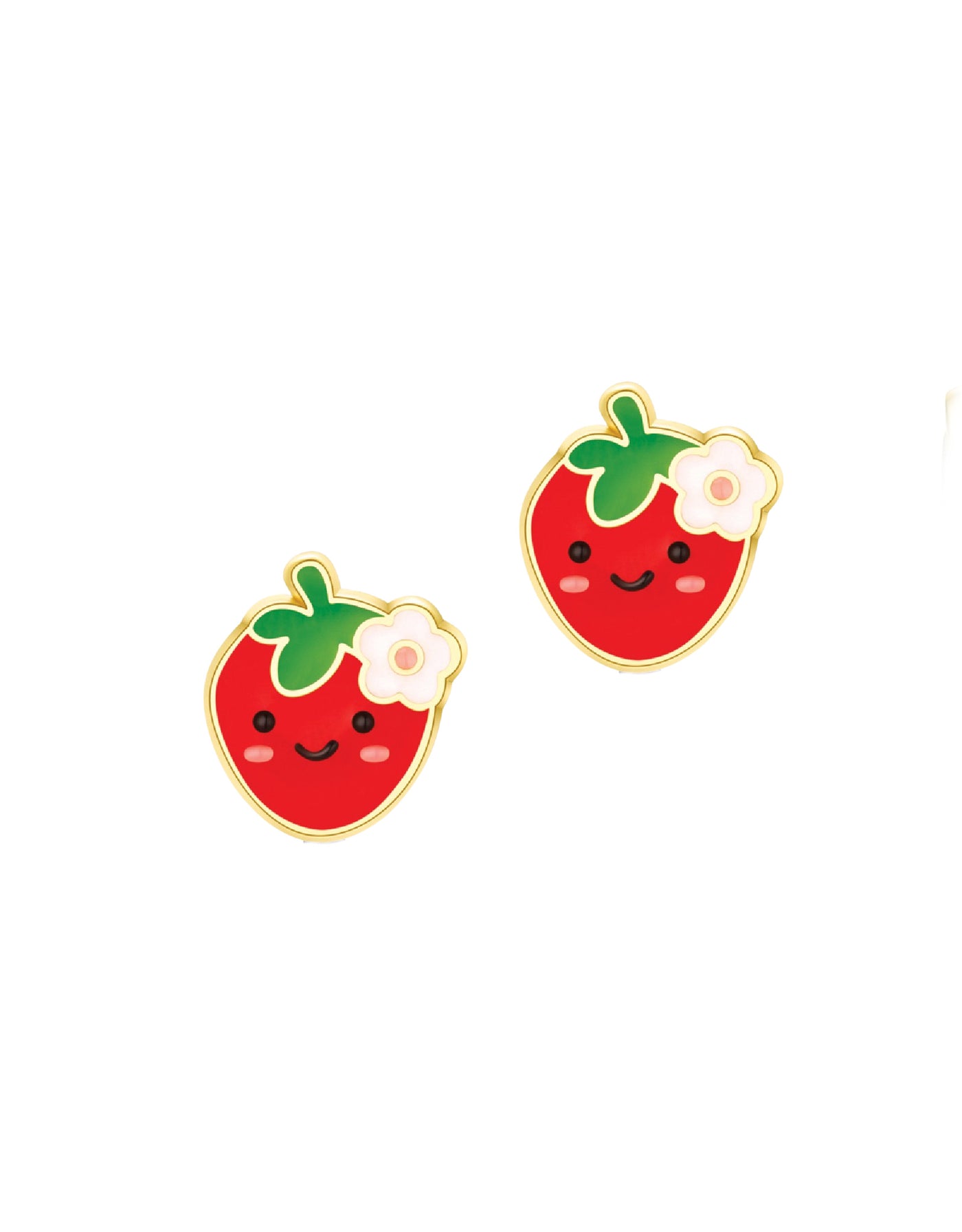 Enamel Earrings (2 Pack) - Cute Strawberry - Girl Nation