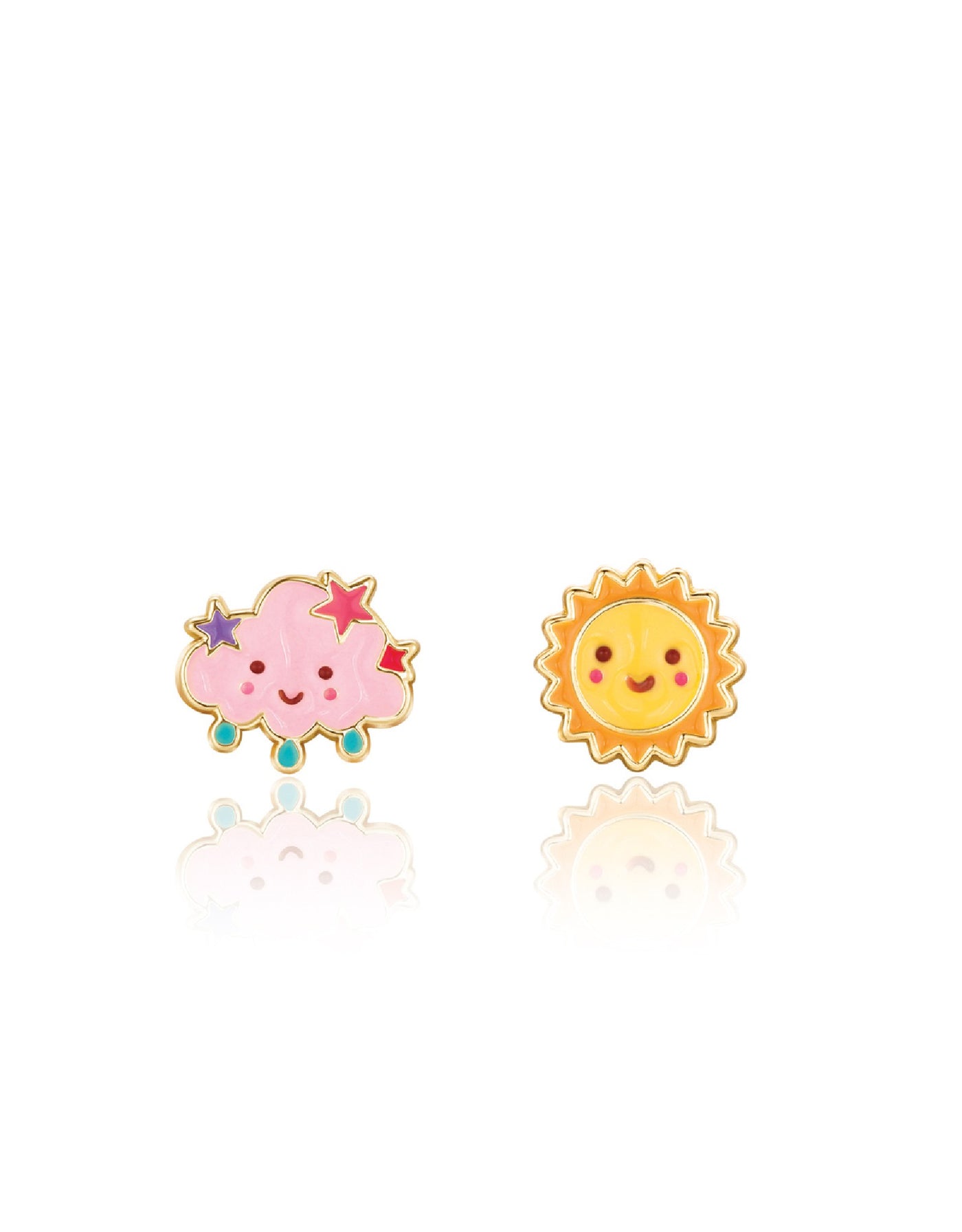 Enamel Earrings (pack of 2) - Pink Cloud and Sun - Girl Nation