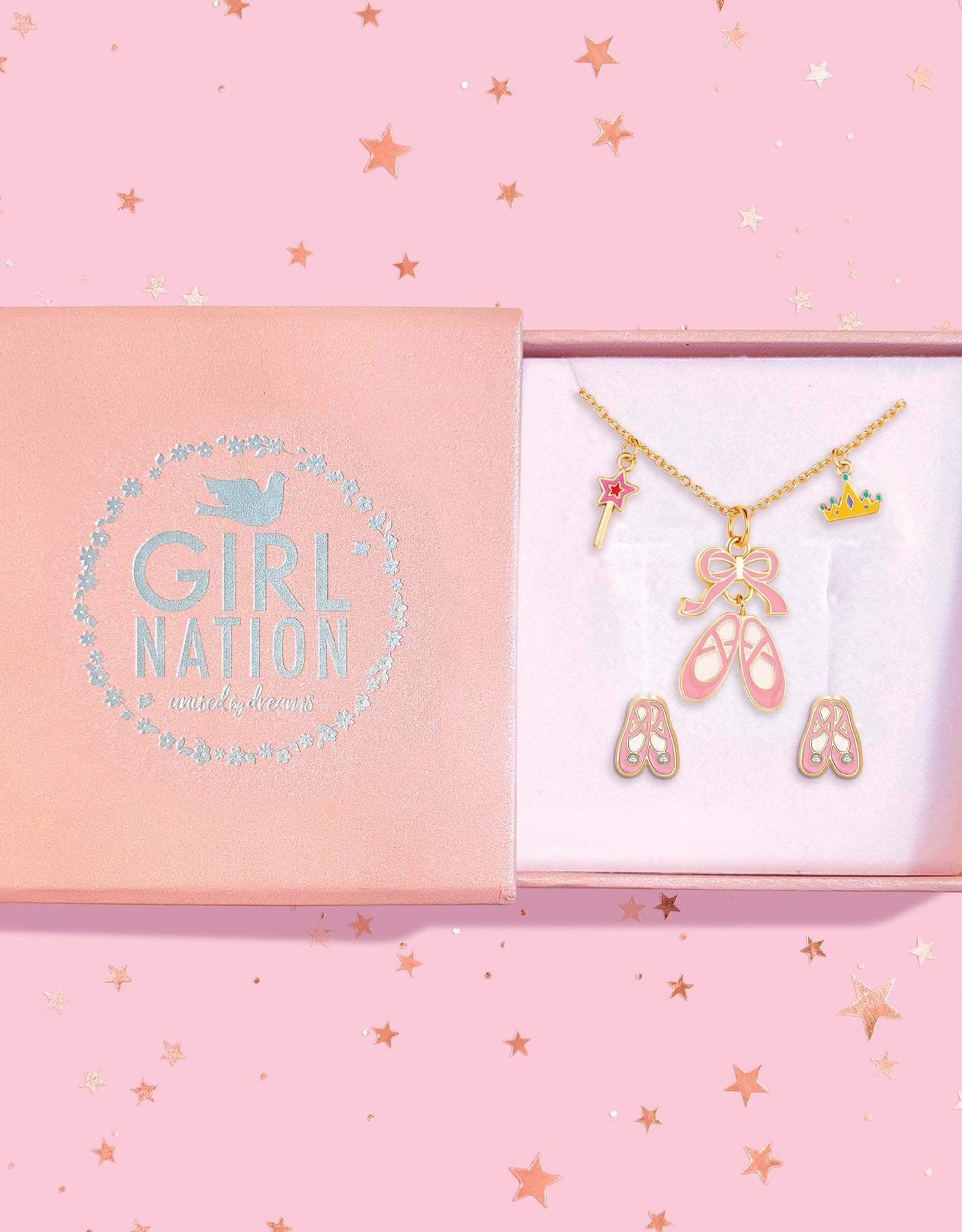 Fantasy necklace and earrings gift set - Ballet slippers - Girl Nation