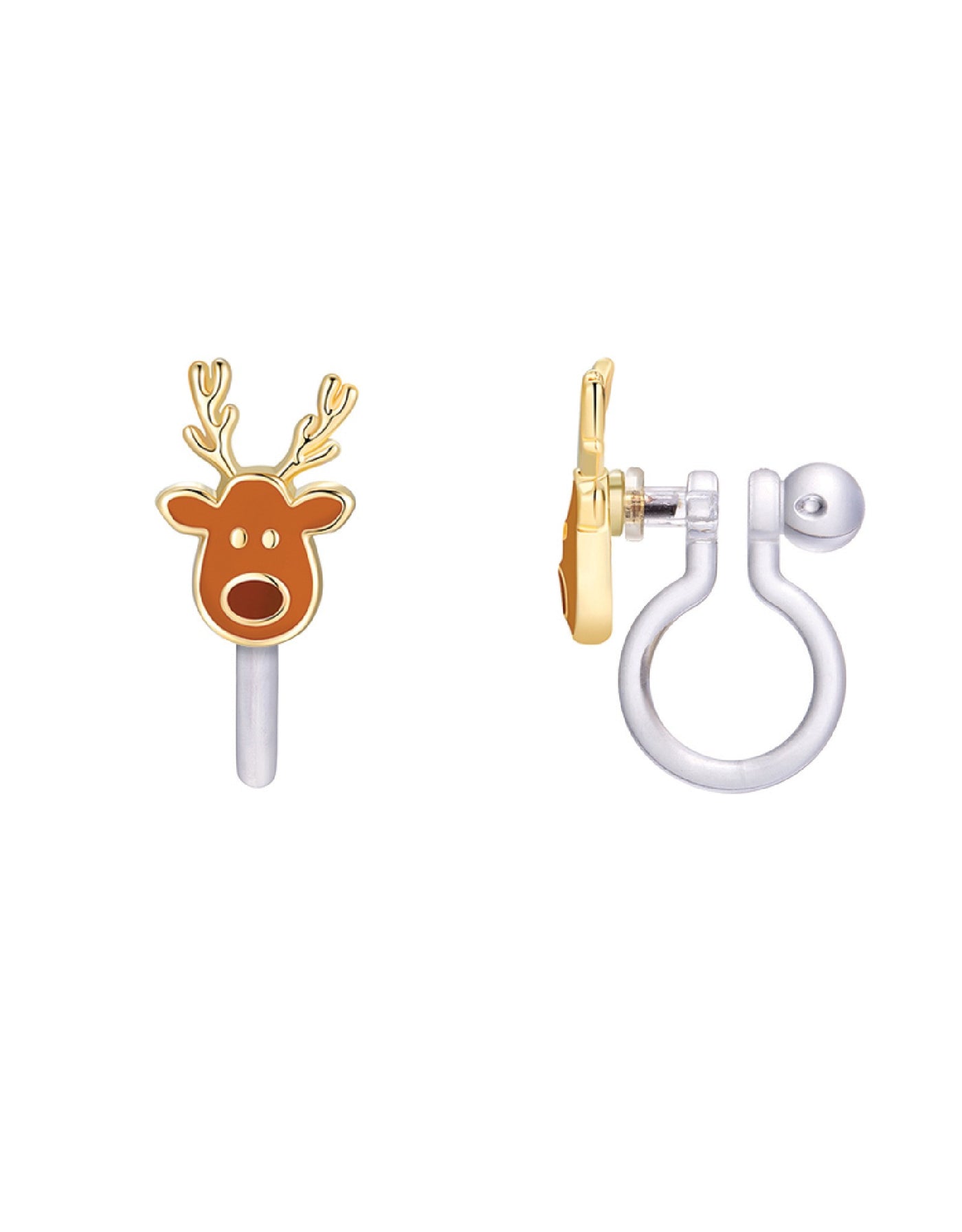 Enamel clip-on earrings (pack of 2) - Reindeer - Girl Nation