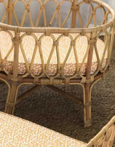 Rattan Doll Bassinet - Gold Leaves - Poppie Toys