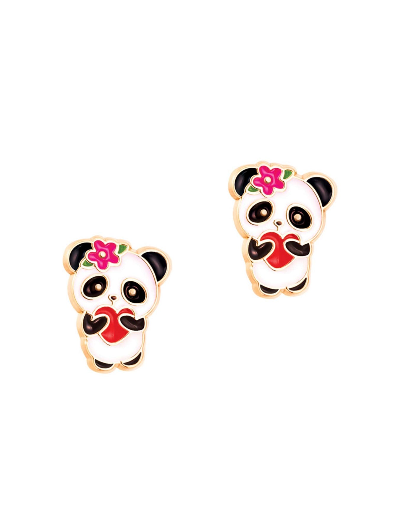 Boucles d'oreilles en émail - Panda avec coeur - Girl Nation Default marque  Girl Nation vendu par Veille sur toi