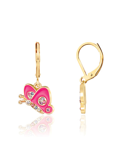 Boucles d'oreilles suspendues - Papillon scintillant marque  Girl Nation vendu par Veille sur toi